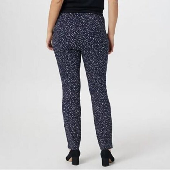 NWT SUSAN GRAVER PRINTED UPTOWN STRETCH ANKLE PANTS NAVY 8 - Picture 2 of 8